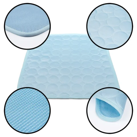 Alternative view of Mata chłodząca dla psa pikowana niebieska