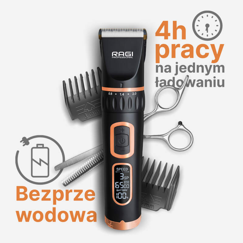 Maszynka do strzyżenia psa RAGI Profesjonalna Cicha Bezprzewodowa - obrazek 2