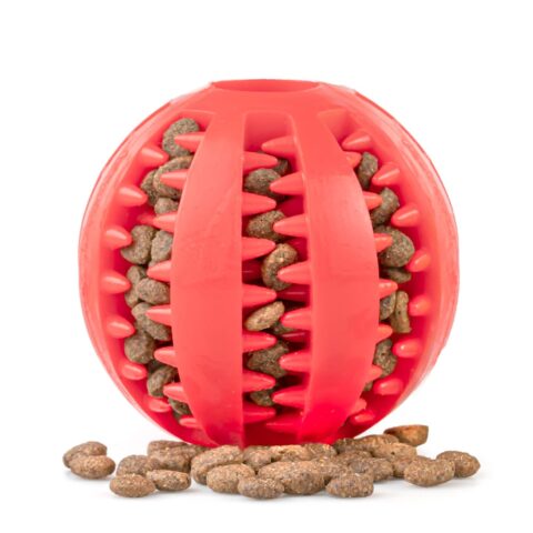 Piłka Dentystyczna dla Psa na Smaczki Przysmaki Gryzak Zabawka Czerwona
