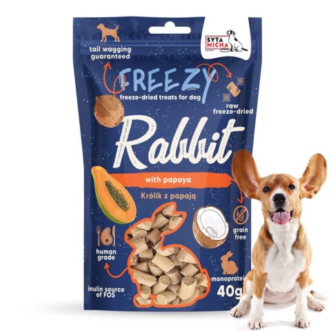 Liofilizowane Przysmaki dla psa Królik z papają FREEZY Syta Micha 40g