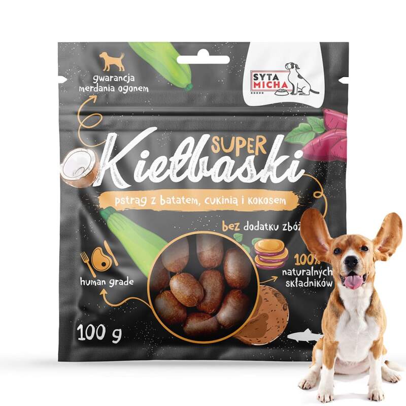 Przysmaki dla Psa Smaczki Super Kiełbaski z Pstrągiem Syta Micha 100 g