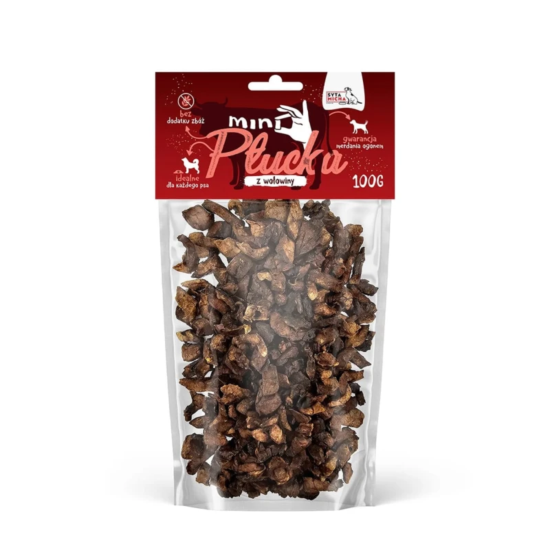 Przysmaki dla Psa Naturalne Smaczki Mini Płucka Wołowe Syta Micha 100 g - obrazek 2