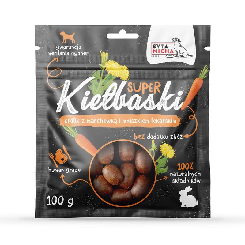 Przysmaki dla Psa Smaczki Super Kiełbaski Królik i Marchew Syta Micha 100 g - obrazek 2