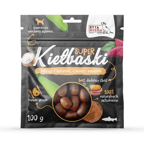 Alternative view of Przysmaki dla Psa Smaczki Super Kiełbaski z Pstrągiem Syta Micha 100 g