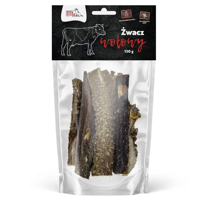Naturalny Gryzak dla Psa Przysmaki Żwacz Wołowy Suszony 120g Syta Micha - obrazek 2