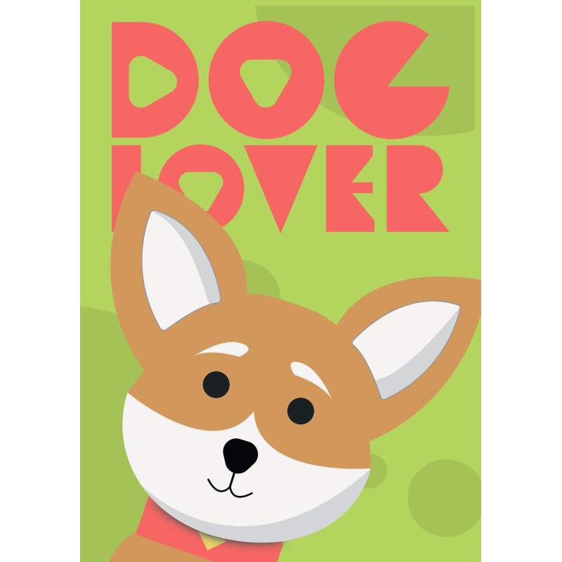 Plakat „Dog Lover” z psem rasy corgi – plik do druku A3 (PDF)