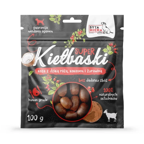Alternative view of Przysmaki dla Psa Smaczki Super Kiełbaski Koza i dzika róża Syta Micha 100g