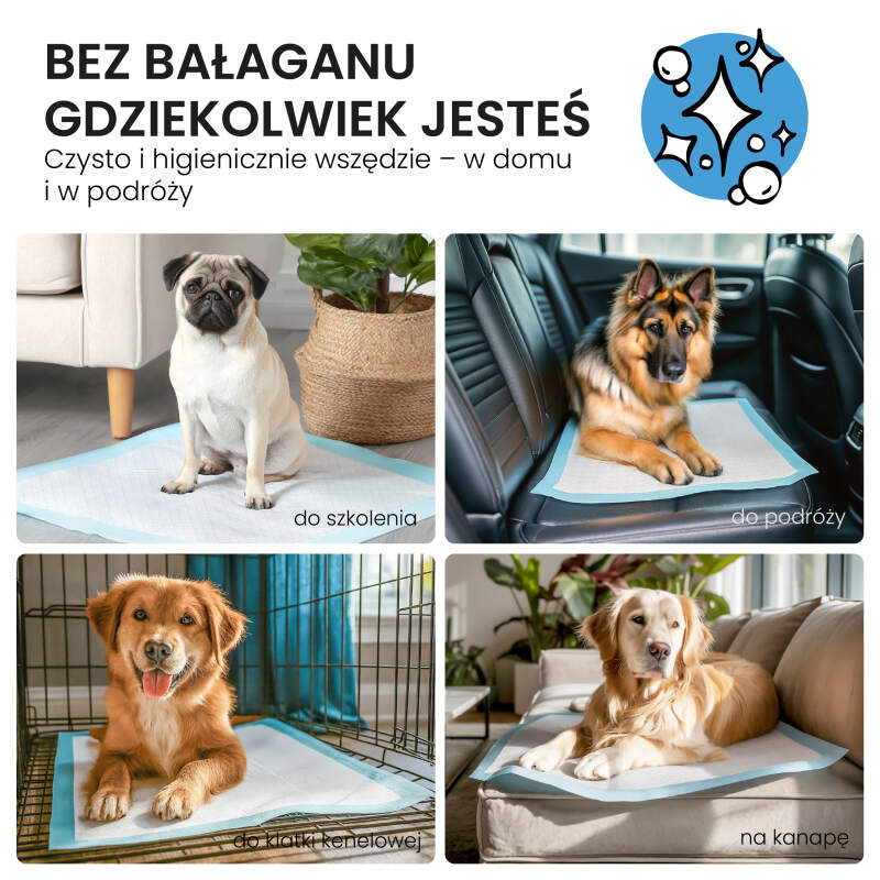 Podkłady dla psów Maty dla psa do sikania Higieniczne Chłonne 90x60 50 szt. - obrazek 2