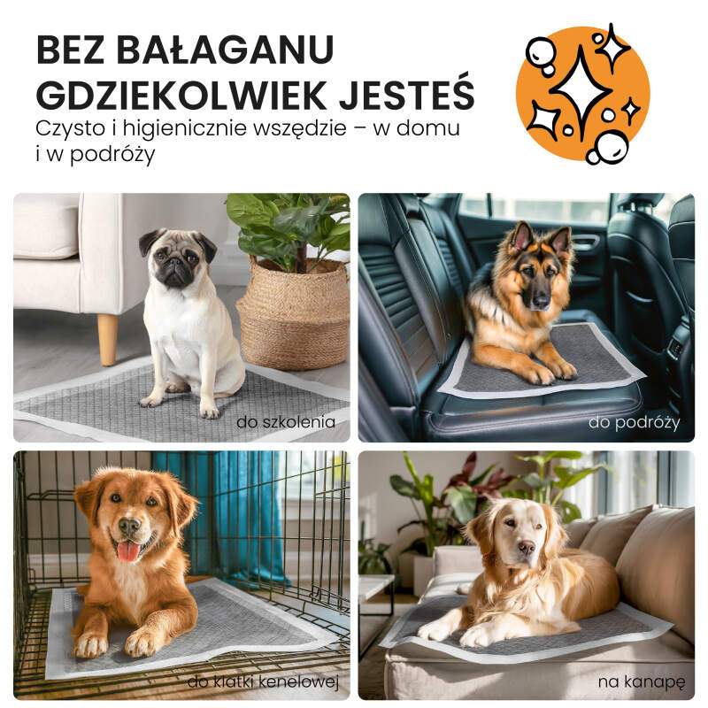 Podkłady dla psów Maty dla psa do sikania Z węglem Chłonne 60x60 50 sztuk - obrazek 2