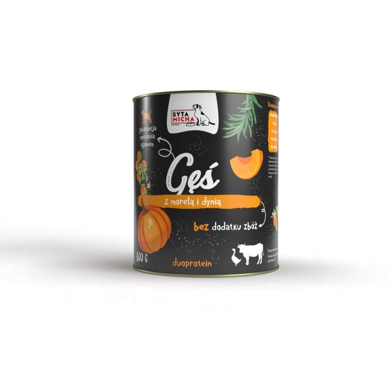 Mokra Karma dla psa Syta Micha Gęś z Morelami i Dynią Z Witaminami 800 g