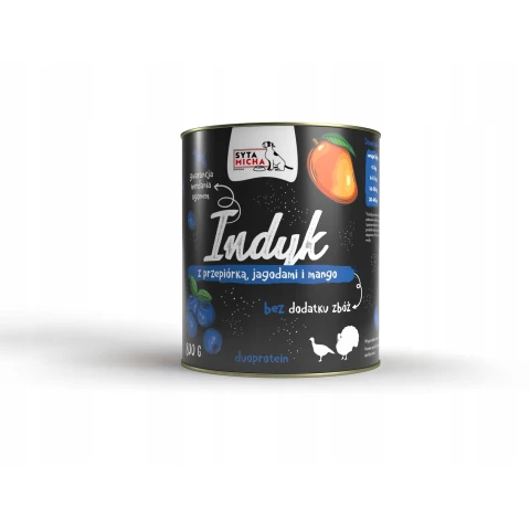 Karma Mokra dla Psa Syta Micha z Indykiem Jagodami i Mango 800 g Witaminy