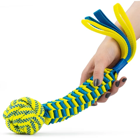 Szarpak dla psa Mocny Duży z Uchwytem Wytrzymały Gryzak Zabawka z Kulą 40cm