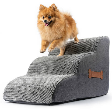 Schodki dla Psa do Wchodzenia do Łóżka 3 Stopnie Łagodne Podest Rampa 40 cm