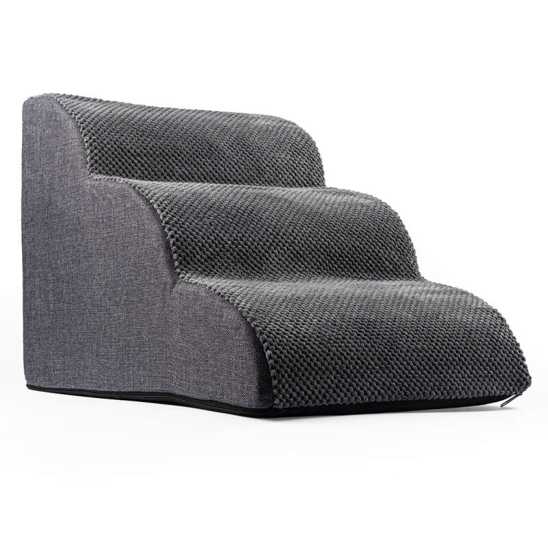 Schodki dla Psa do Wchodzenia do Łóżka 3 Stopnie Łagodne Podest Rampa 40 cm - obrazek 4