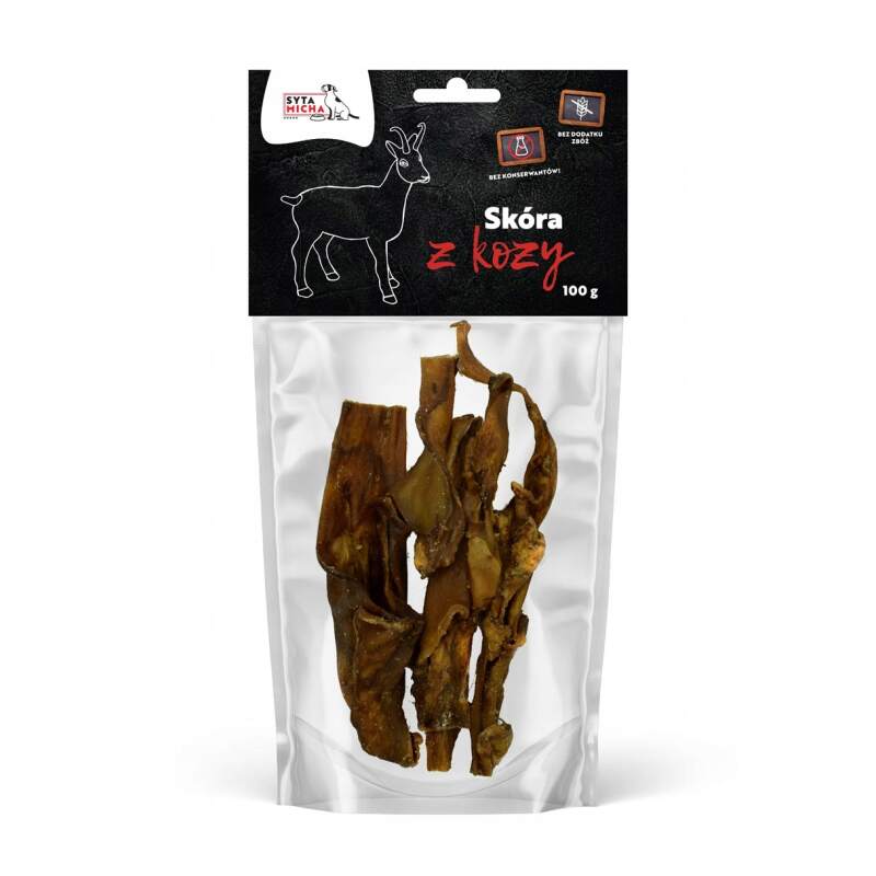 Syta Micha Naturalny Gryzak dla Psa Skóra Kozy Suszona Przysmak 100 g