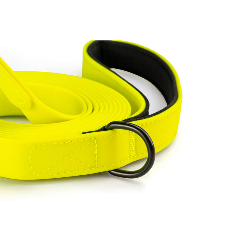 Smycz Treningowa dla Psa 3m Wodoodporna RAGI – Taśma PVC, Żółta Neonowa - obrazek 3