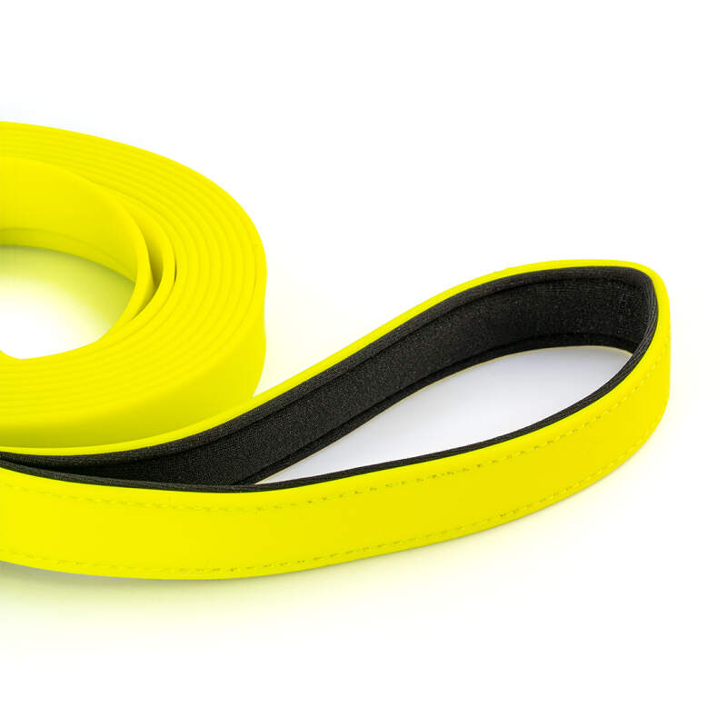 Smycz Treningowa dla Psa 3m Wodoodporna RAGI – Taśma PVC, Żółta Neonowa - obrazek 4