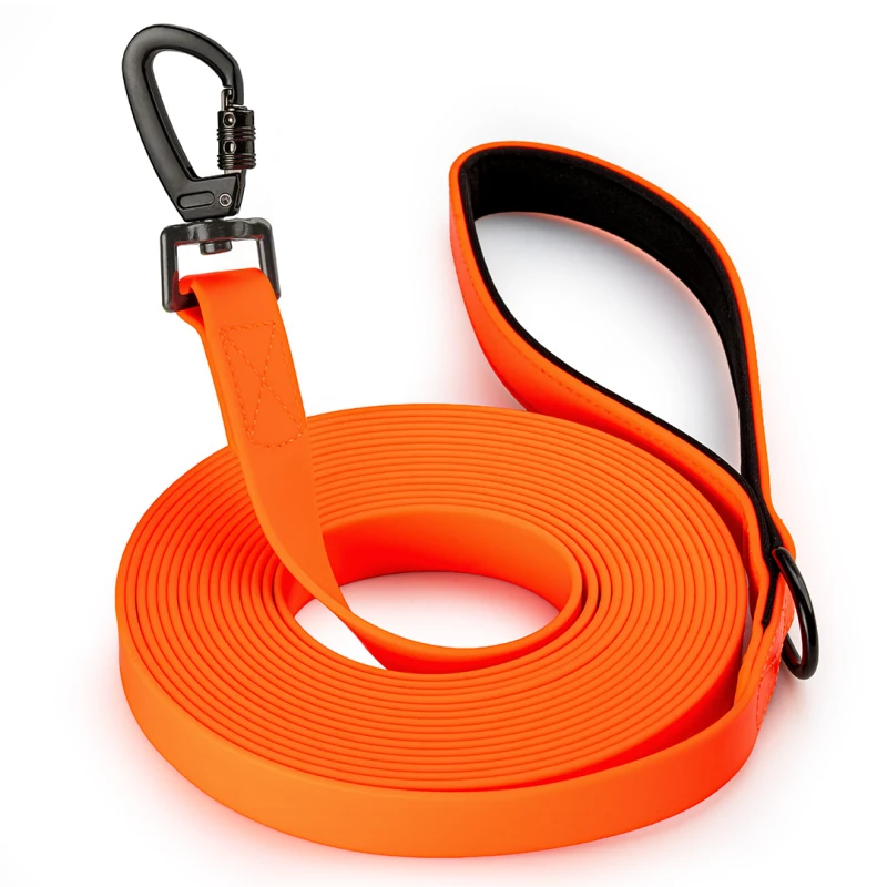 Smycz dla Psa 5m Wodoodporna RAGI – Taśma PVC Pomarańczowa Neon - obrazek 5