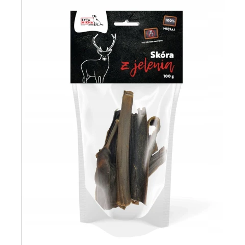 Syta Micha Naturalny Gryzak dla Psa Skóra Jelenia Suszona Przysmak 100g