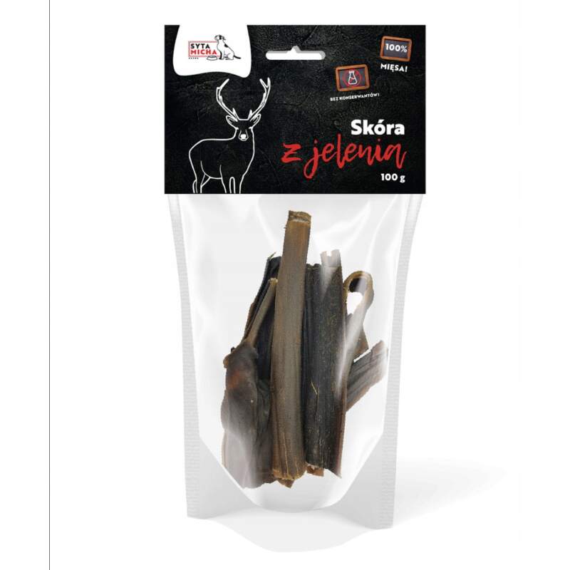 Syta Micha Naturalny Gryzak dla Psa Skóra Jelenia Suszona Przysmak 100g